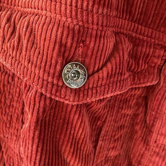 Sneak peek jacket rust corduroy Sherpa style lined coat size medium side pocket - Picture 3 of 14